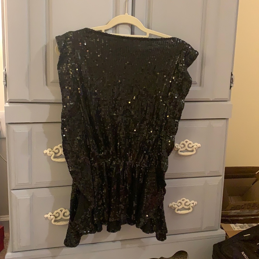 Vintage Free People Sequin Tunic Flutter Sleeve Top